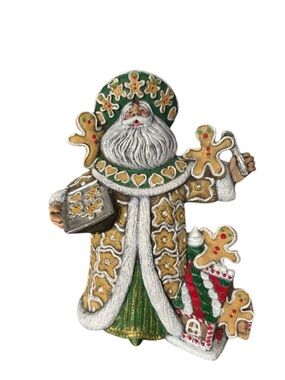 Gingerbread Santa Figurine Christmas Decor Cookies Candy House Holiday 9” Resin